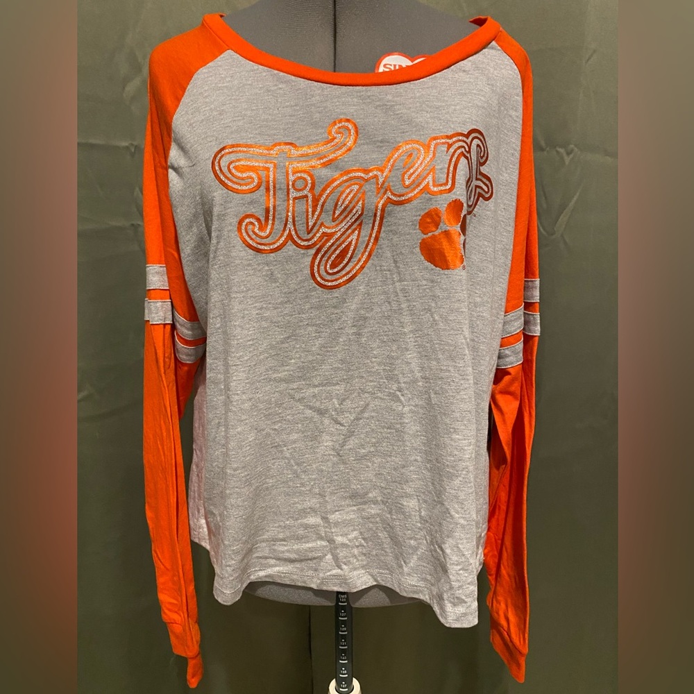 Clemson Orange and Gray Long Sleeve Girls Tigers Shirt